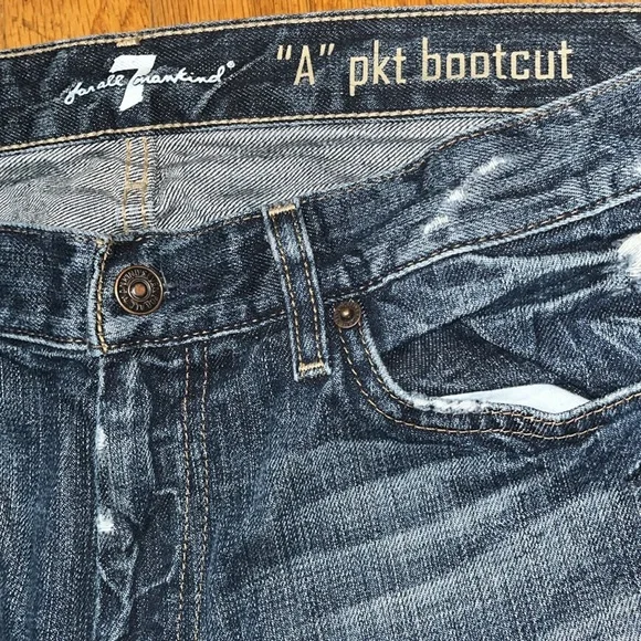 7 For All Mankind A Pocket Bootcut Blue Straight Jeans Size 34 - Picture 8 of 12